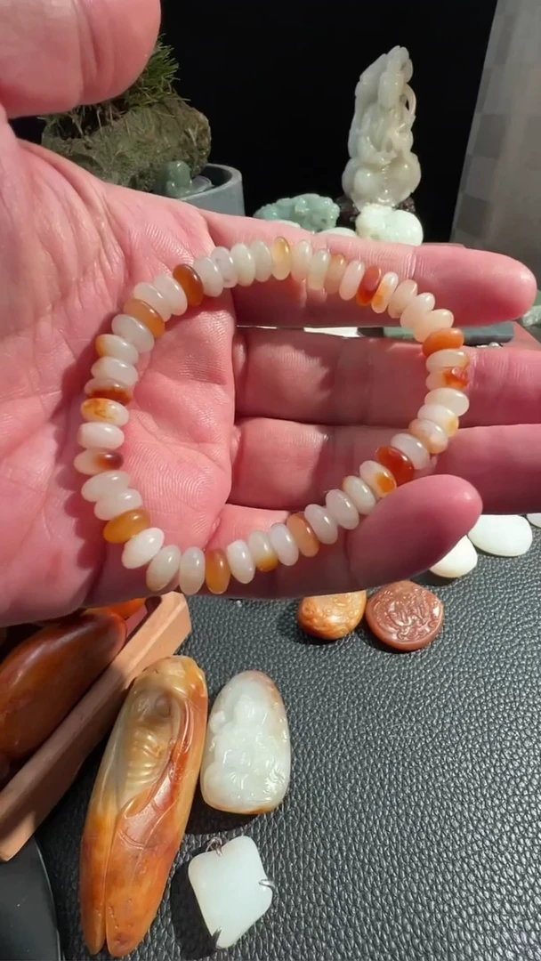 【闪购商品】和田玉套链未镶嵌  和田玉红皮手串