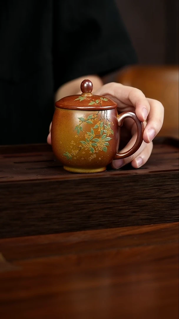 宜兴紫砂柴烧盖杯