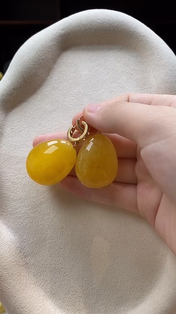 琥珀未镶嵌耳饰耳环