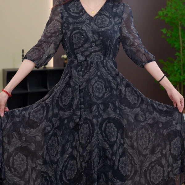 LYQ25158夏季新款时尚显瘦气质中长款连衣裙