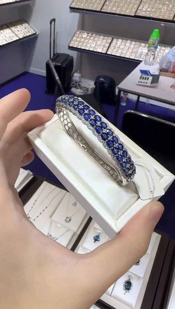 【闪购商品】蓝宝石手镯银S925镶嵌高级款