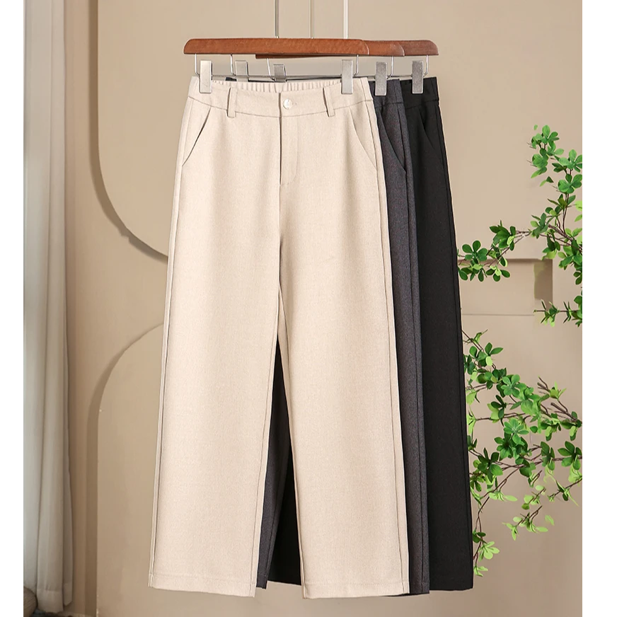 春季天丝羊毛窄版小直筒裤女2025新款显瘦西装裤休闲加厚烟管裤子