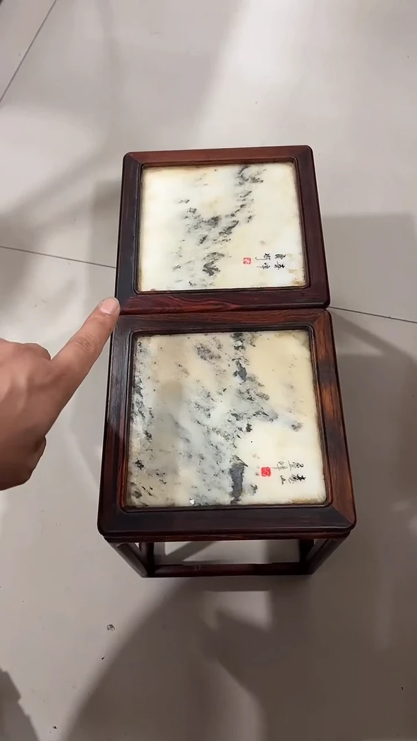 木装****材云石顶板花架一对