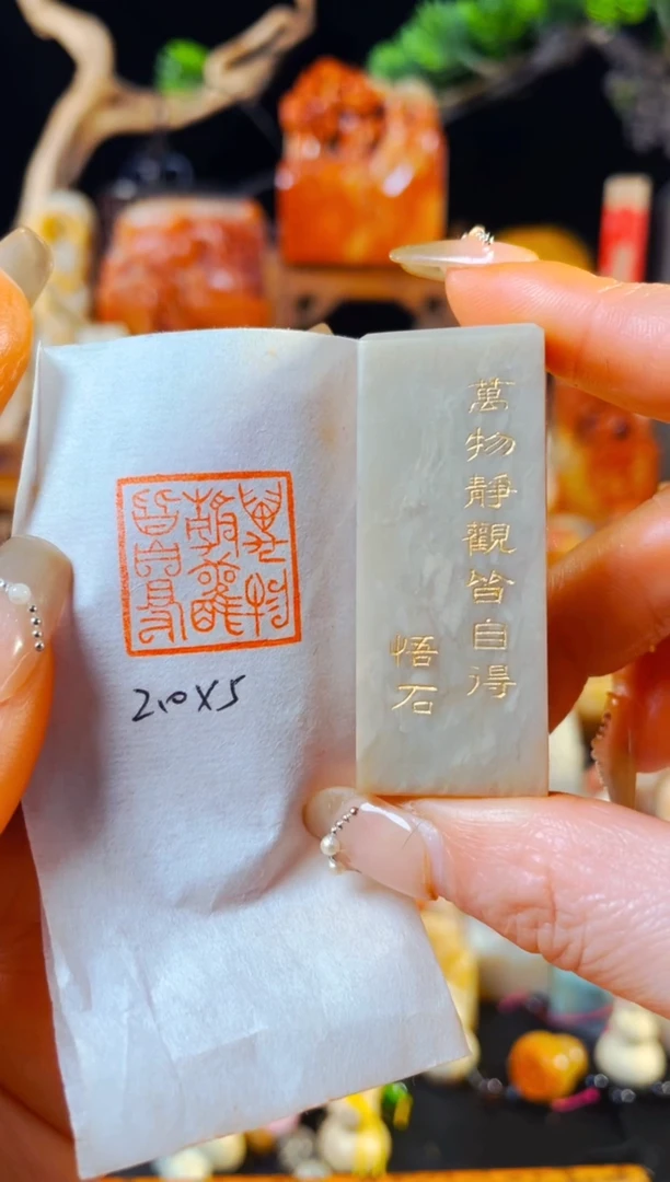 【闪购商品】巴林石印石手工篆刻《万物静观皆自得》