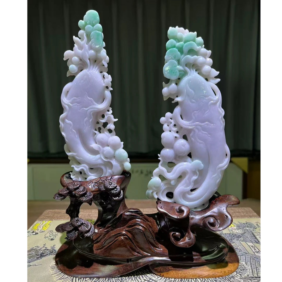 中御嘉拍卖-ZYJ-A-0901004-《双鱼竞秀》-《和美永年》-翡翠摆件