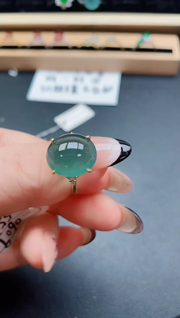 翡翠戒指银S925镶嵌50800
