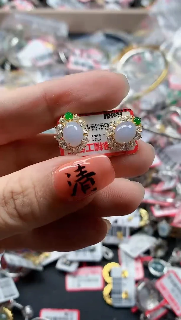 银S925镶嵌戒指翡翠天然A货缅甸翡翠