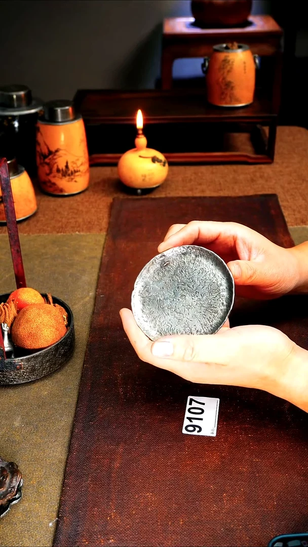 9107微瑕纯锡杯垫单只直径9.8