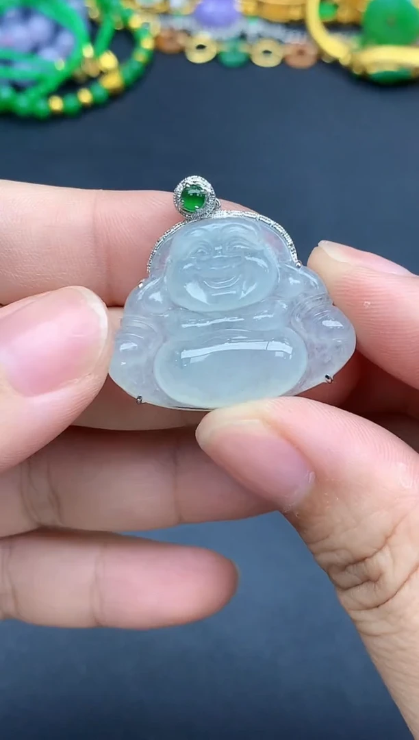 颈饰18K金镶嵌翡翠398-春日珠宝