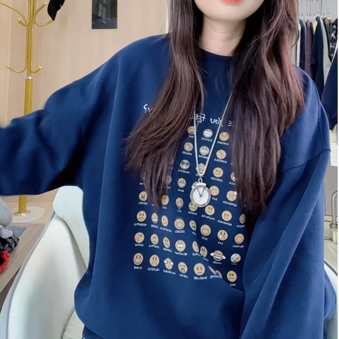 版休闲宽松印花长袖卫衣女秋款新款B006