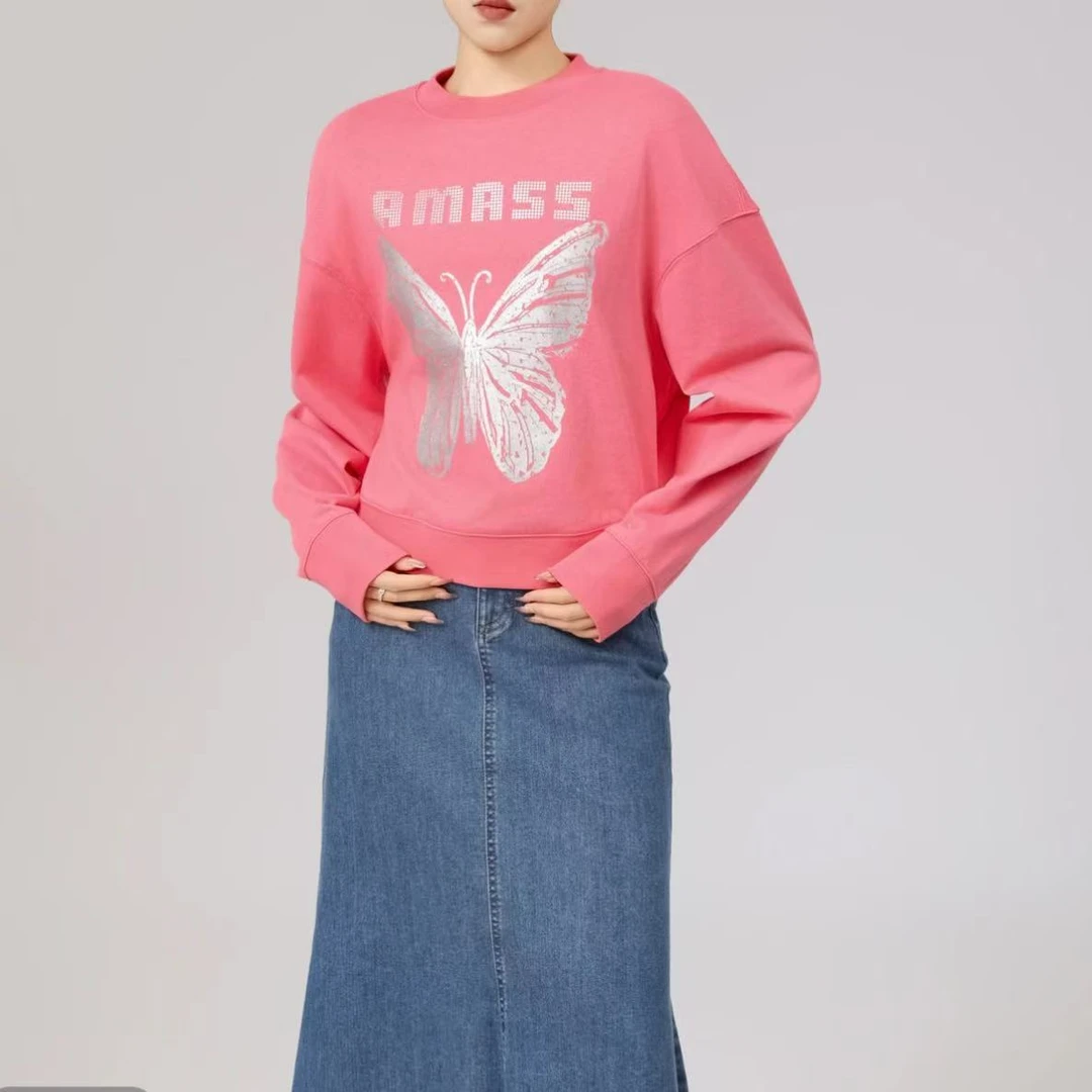 AMASS/阿玛施卫衣冬季新款宽时尚休闲宽松百搭圆领长袖卫衣530027