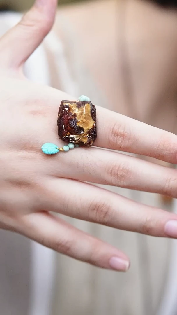 未镶嵌琥珀戒指蜜蜡戒指