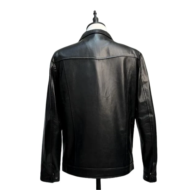 翻领男士款皮夹克单皮皮衣2025春秋牛皮外套休闲真皮黑色皮衣时尚