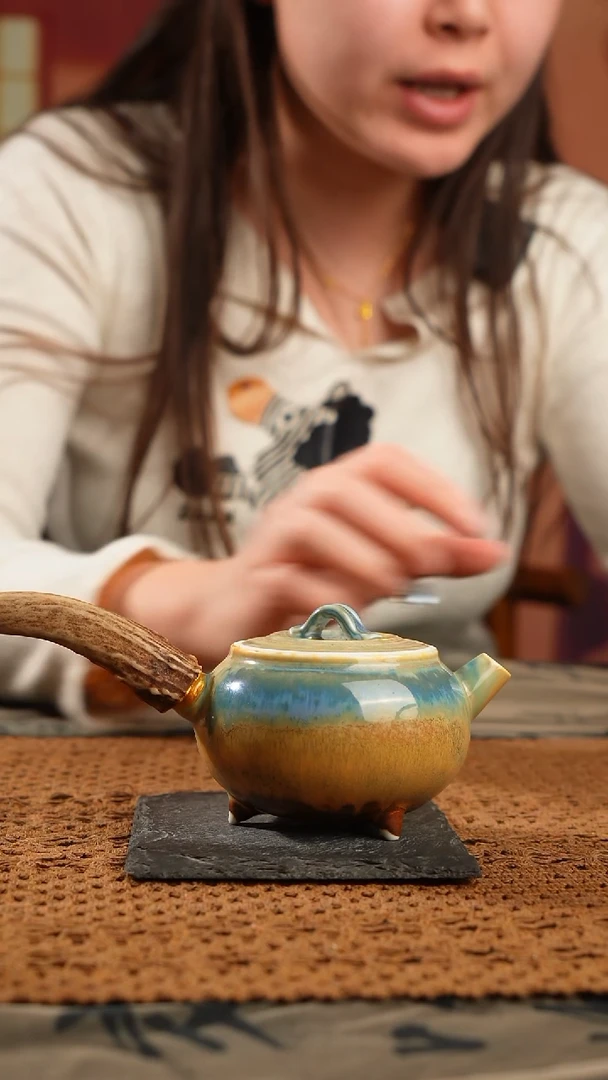 原创柴烧缮木茶壶