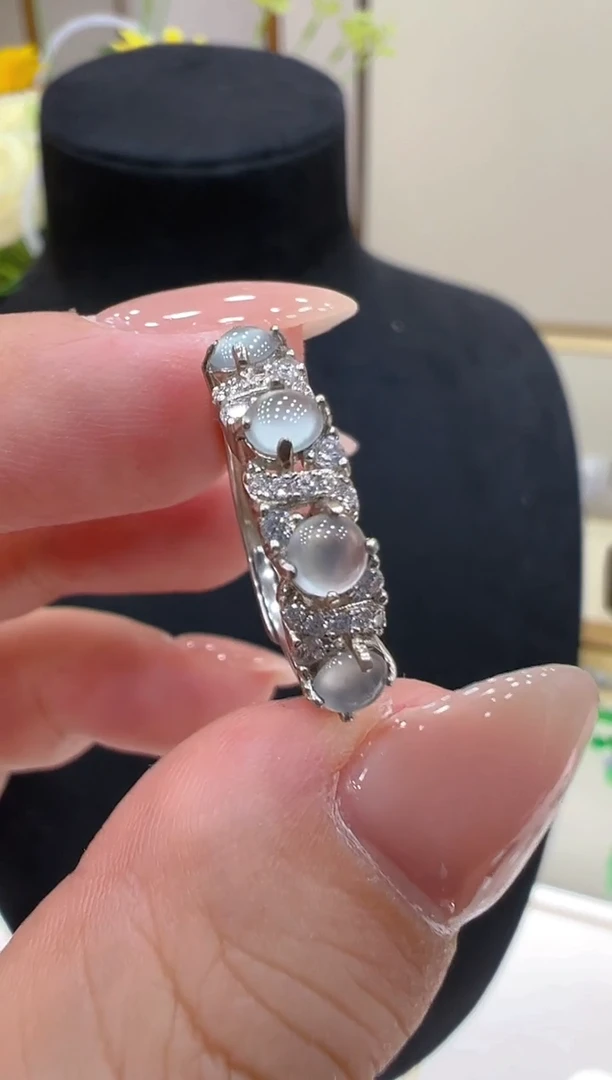 翡翠戒指银S925镶嵌多样性团购发一件