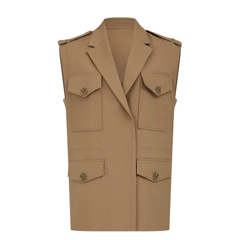 【小满专属】曼德诗中长款马甲2024春装新款宽松简约无袖马夹