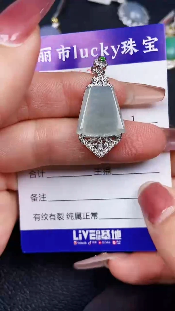 颈饰银S925镶嵌翡翠9130