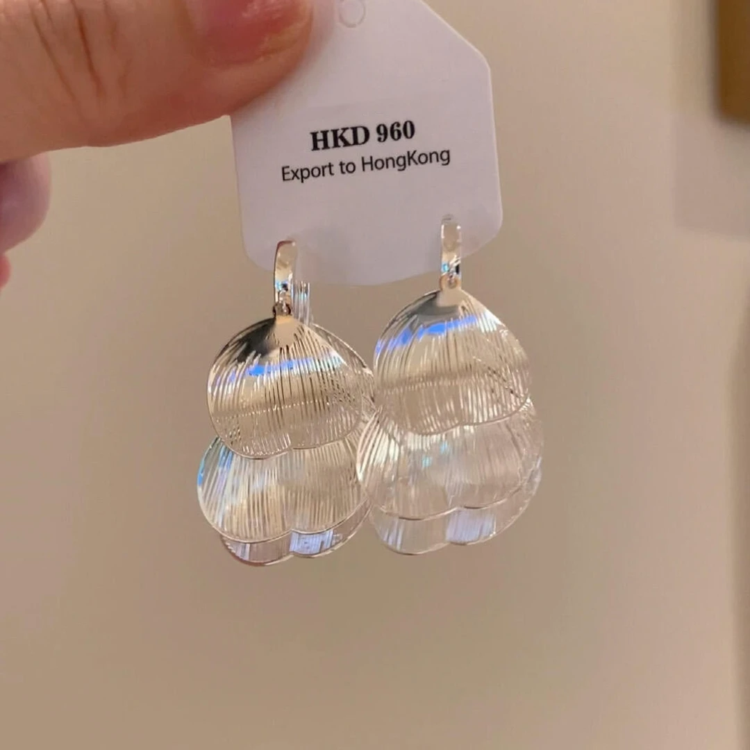 卡柒 铜合金耳饰 银色镂空蝶翼流苏耳环女时尚小众设计感气质耳饰