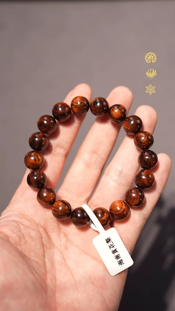 手串/手链黄花梨/降香黄檀老料铁矿料大黑线12mm佛珠