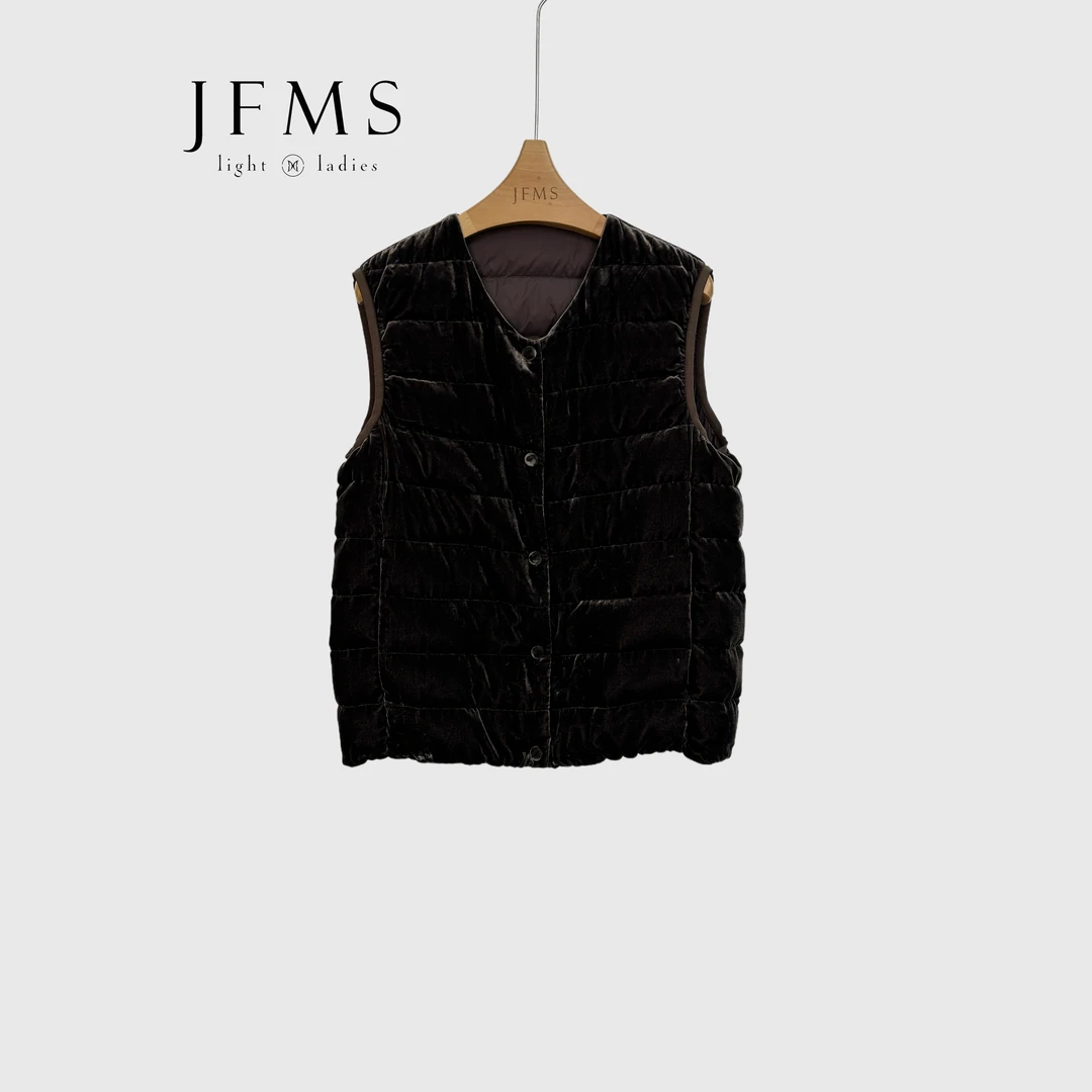 JFMS高端系列100桑蚕丝丝绒 95白鹅绒保暖轻盈老钱风马甲Y065