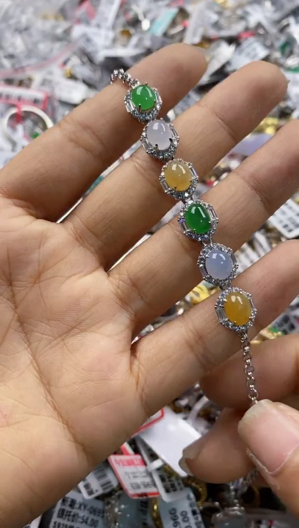 银S925镶嵌戒指翡翠4444----4