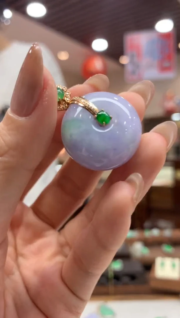 【闪购商品】翡翠吊坠(不含链)18K金镶嵌平安扣