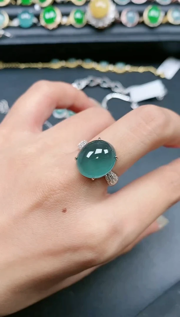 翡翠戒指银S925镶嵌111111