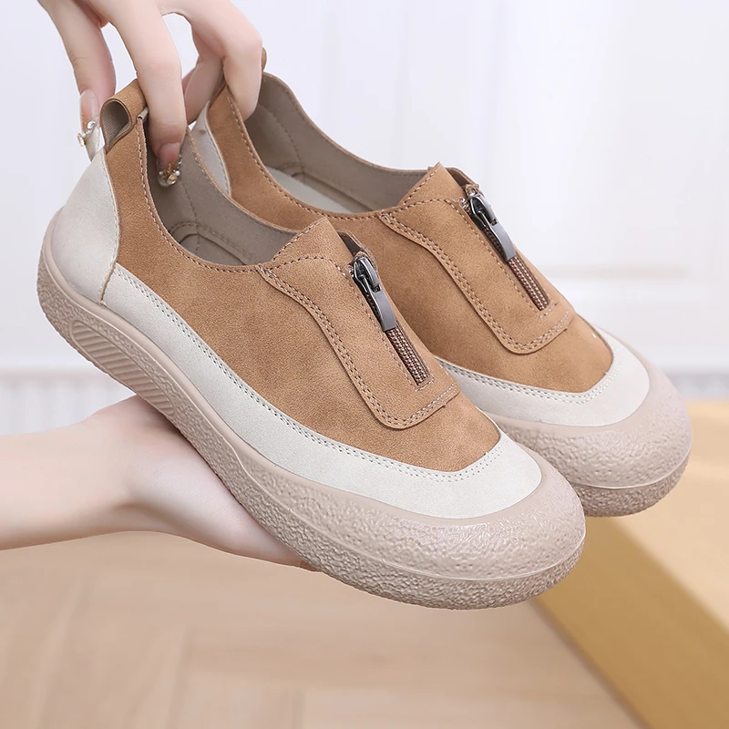 2025春季新款复古百搭休闲鞋软底防滑妈妈鞋舒适透气一脚蹬懒人鞋