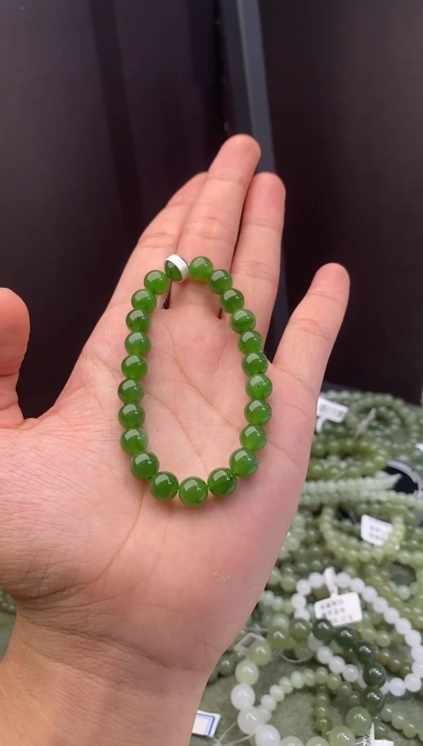 手串未镶嵌和田玉天然俄罗斯碧玉苹果绿卡8mm手串多样性发一件