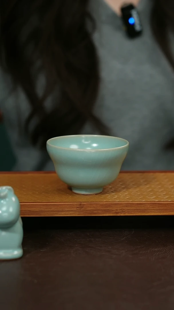 摆件瓷原矿原釉汝宋汝瓷 微瑕葫芦杯