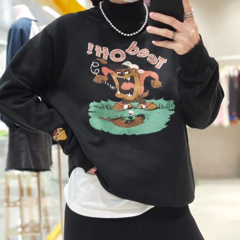 喜家外贸-A.D.Khal纸袋简约刺绣纯棉长袖卫衣女0218