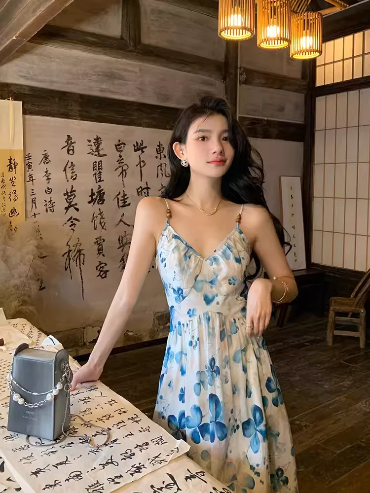 WBR-【夏遇山别】新款显瘦收腰设计感连衣裙-B6127K