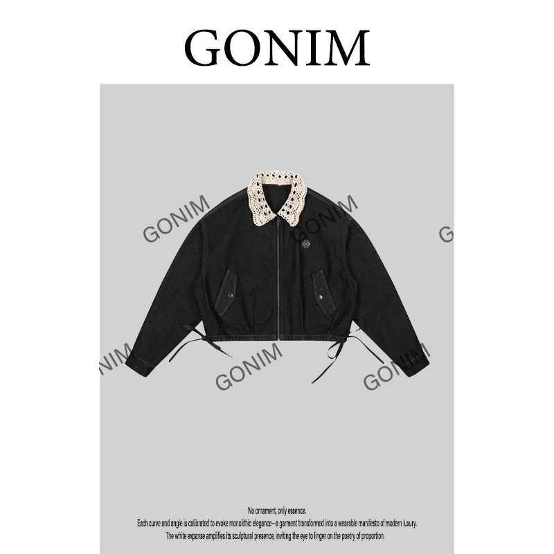Gonim·"高山低谷‘’2025春夏新款设计感时尚下摆牛仔夹克外套女