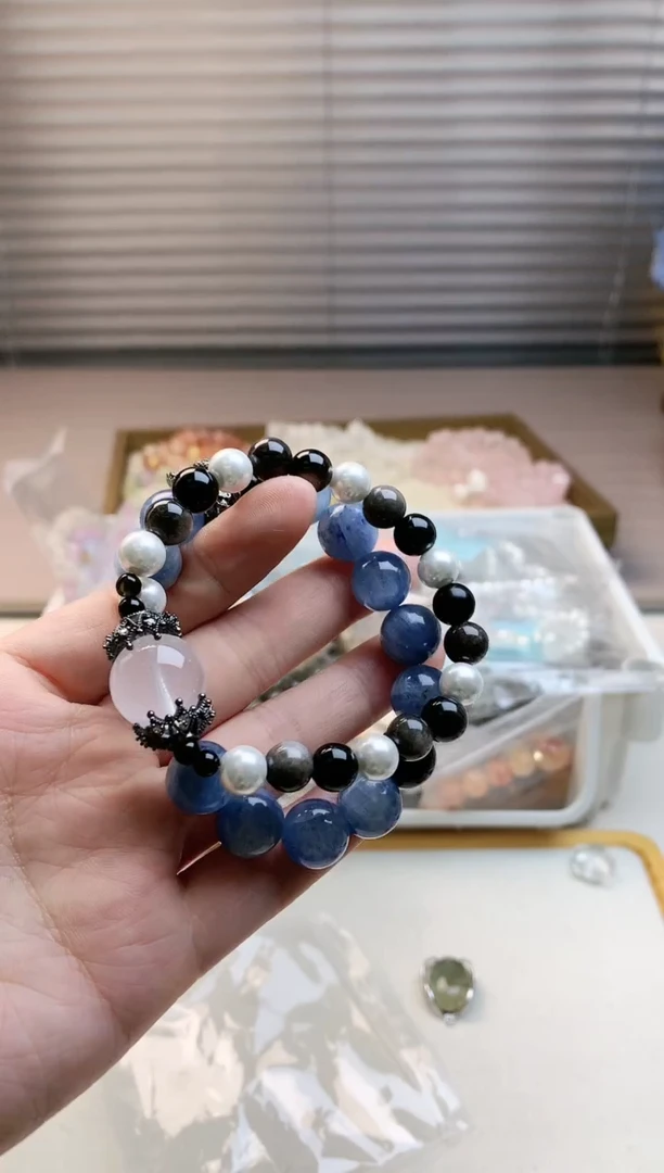 【闪购商品】水晶珠宝半成品未镶嵌蓝晶银耀双圈