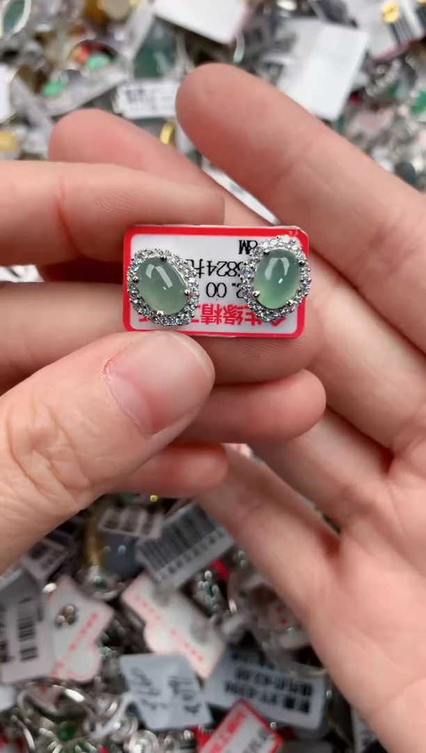 银S925镶嵌戒指翡翠444             2