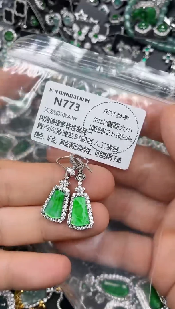 颈饰未镶嵌翡翠N773耳钩