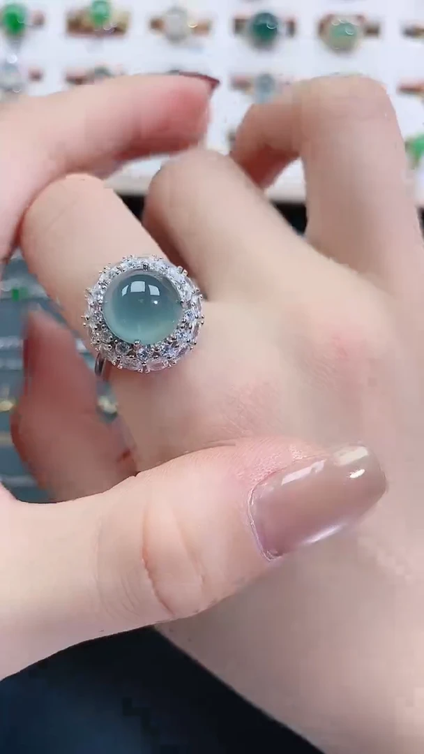 银S925镶嵌戒指翡翠天然翡翠