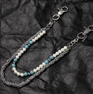 TAICHIISM牛仔裤裤链链条挂链装饰西裤珍珠配饰ins腰链绿松石挂饰