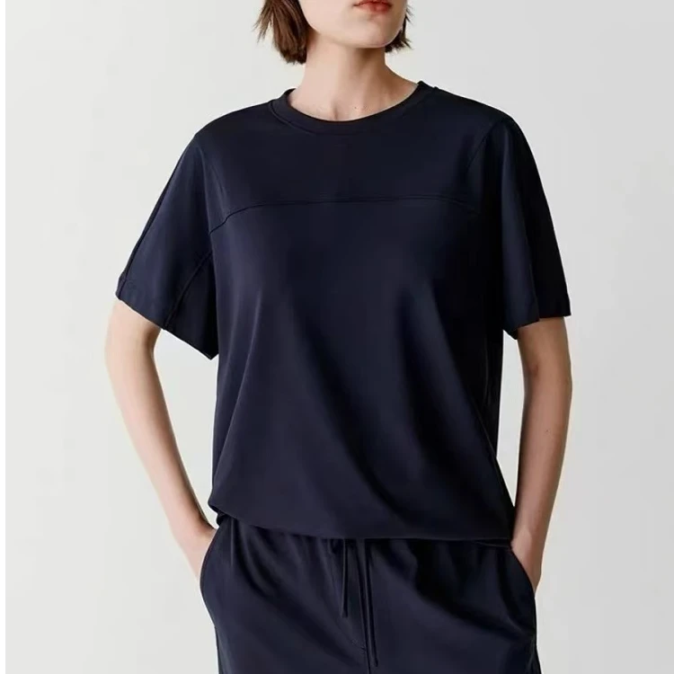 W-1081【禾】夏季新款 简约百搭圆领短袖T恤女