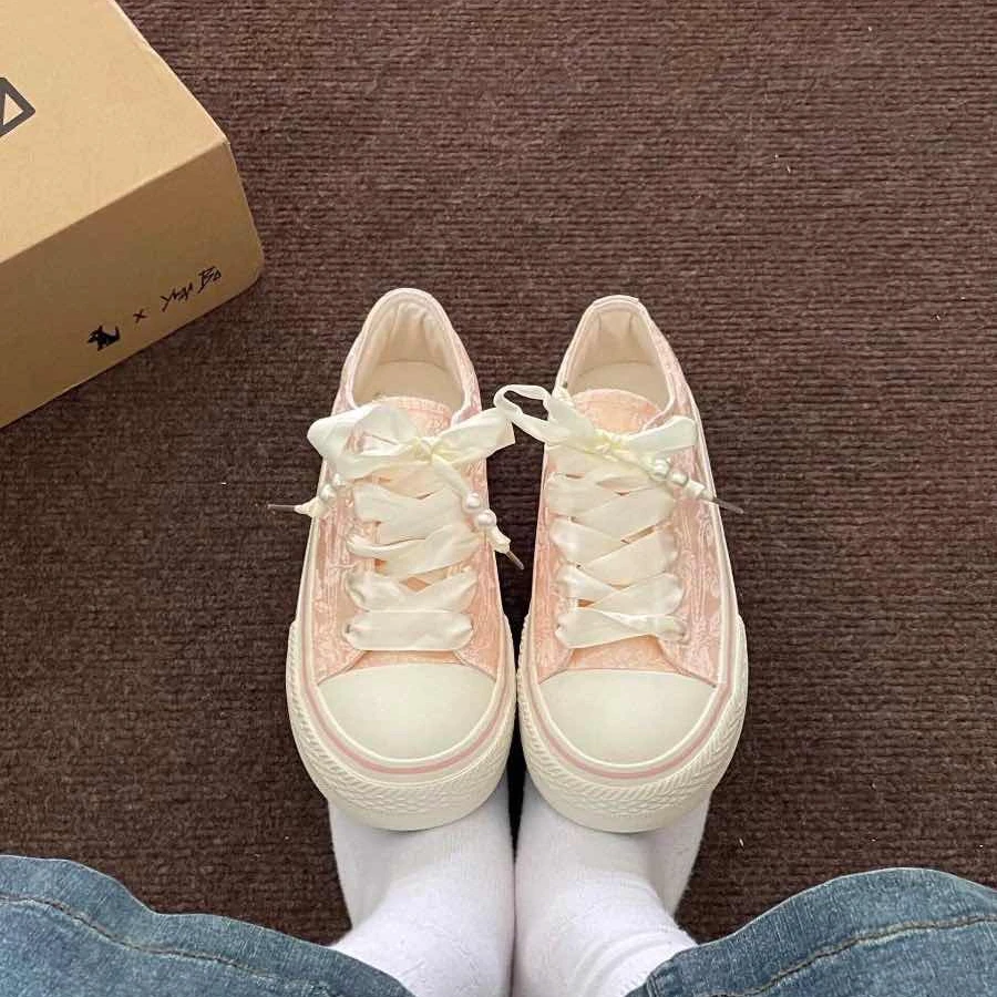 春夏季新款帆布鞋配裙子小白鞋百搭女鞋板鞋薄款鞋-5083