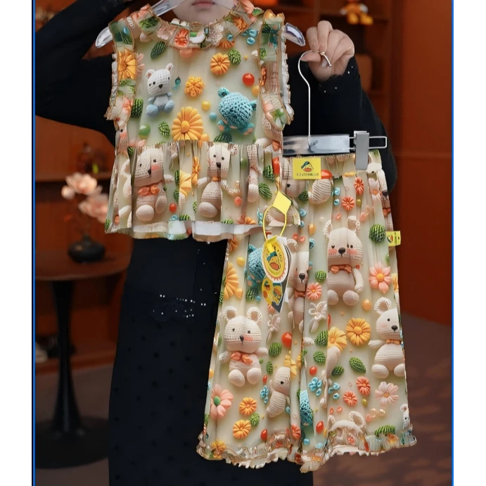 2025小黄鸭可爱风女童卡通时尚套装春季女童休闲两件套