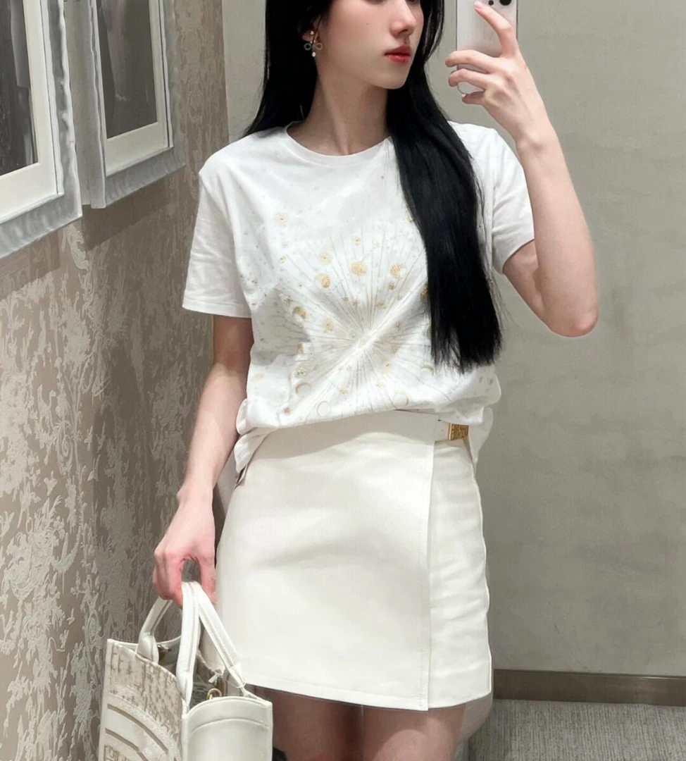 「长芯」25新款重工刺绣星耀短袖上衣YZ24K01004