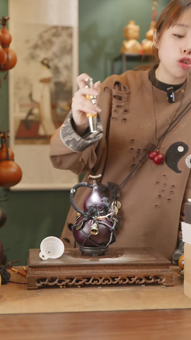 【闪购商品】119号精品天然大漆工艺防渗内胆酒葫芦~