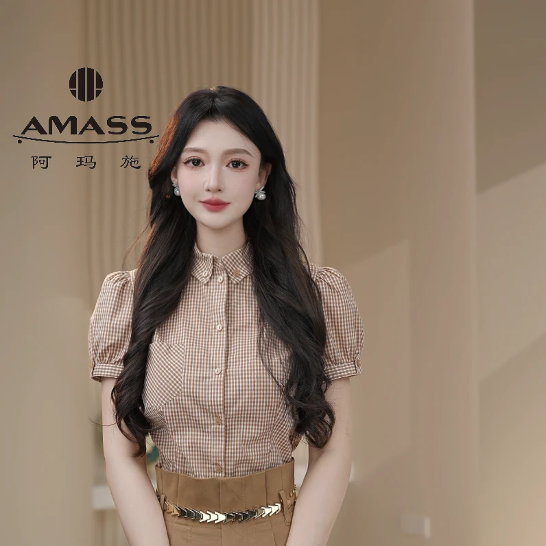 AMASS/阿玛施公主袖收腰显瘦衬衫5300948新中式国风女装衬衣小众