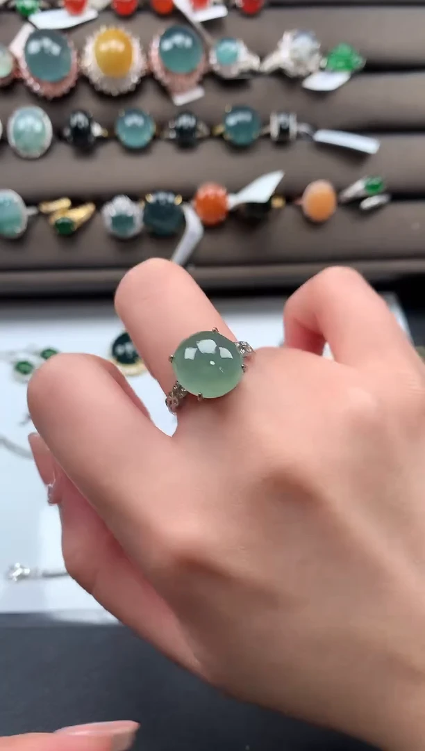 【闪购商品】翡翠戒指银S925镶嵌5124