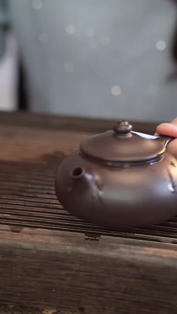 茶壶紫砂寒江 蓝莲花 半手工 200cc 【宽口大】
