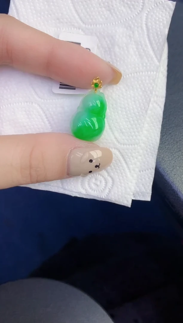 颈饰18K金镶嵌翡翠缅甸天然翡翠A货