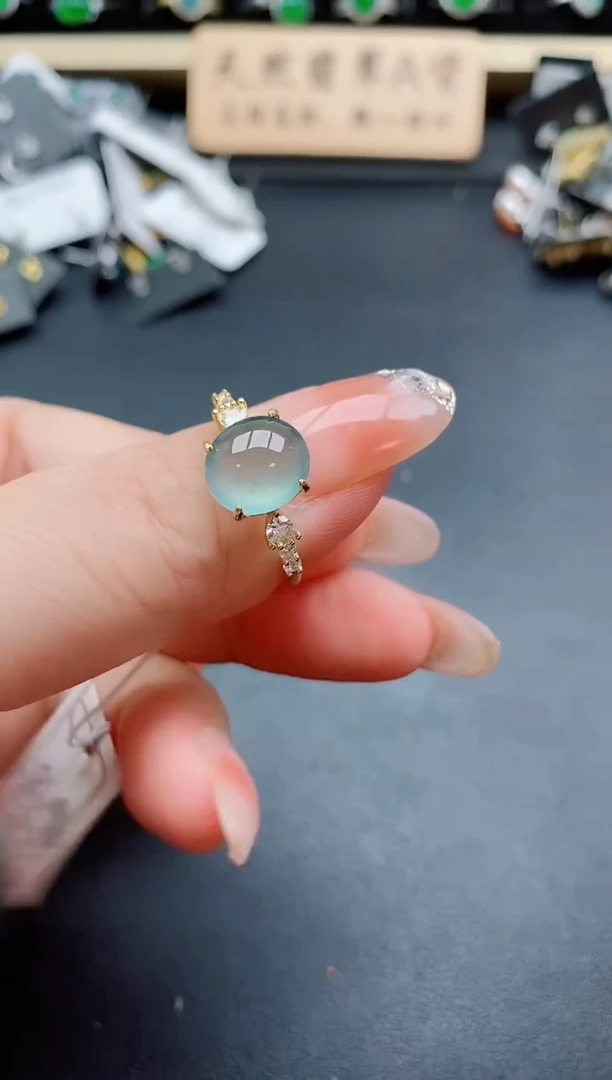 银S925镶嵌戒指翡翠1