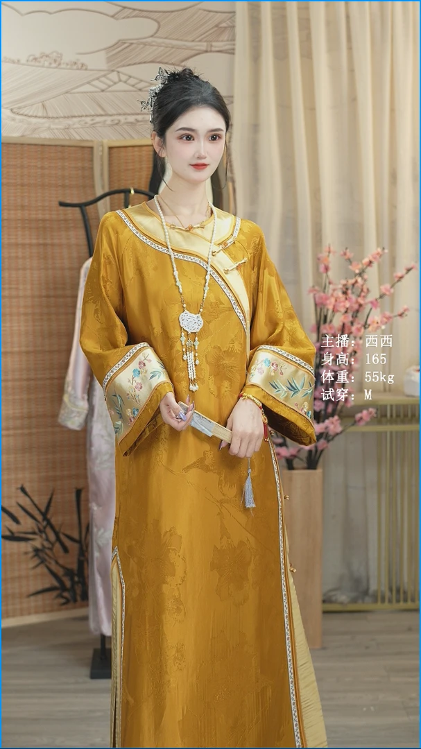 星多嫣2025春季新款日常中国风时尚气质新中式长款连衣裙（2551）