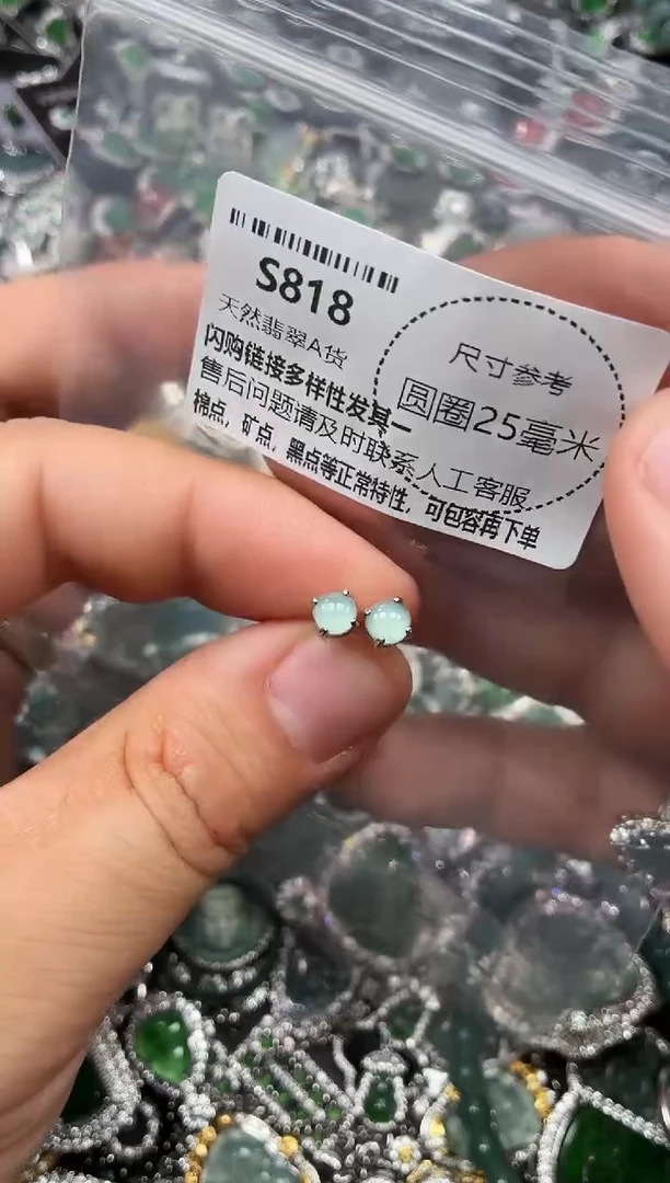 翡翠未镶嵌颈饰S818耳钉